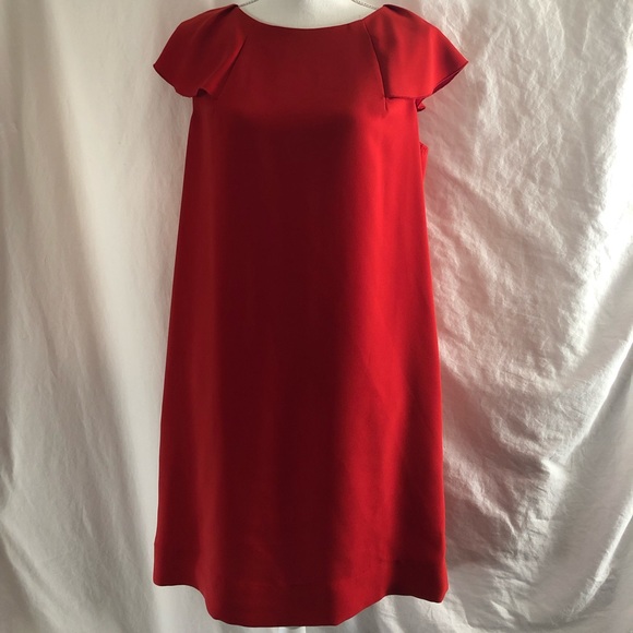 Size 10 Red Dress Crew Neck Banana Republic Pocket - Picture 1 of 8